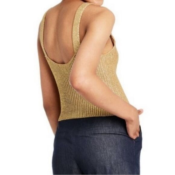 Kika Vargas x Target Gold Metallic Cable Knit Tank Top Sweater Womens Plus 3X - Picture 2 of 12
